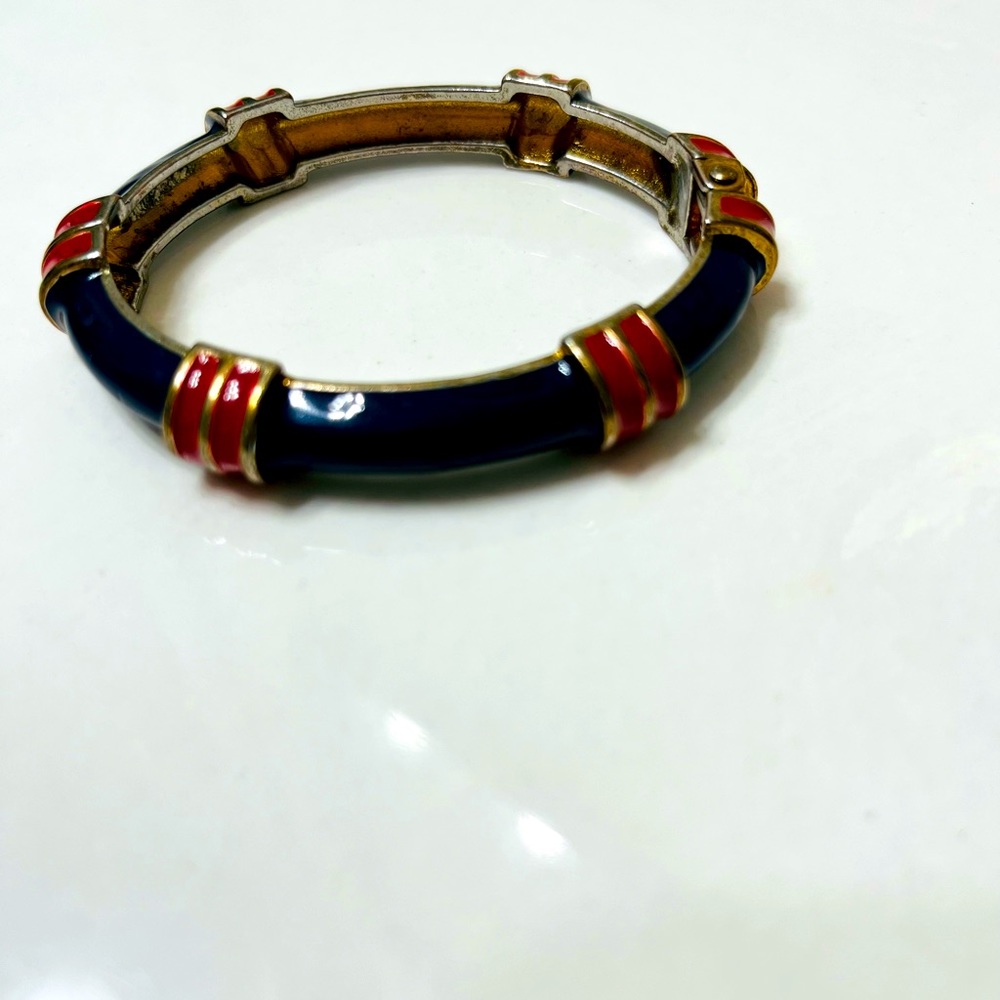 Navy and red enameled bracelet.